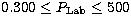 $ 0.300 \le P_{\rm Lab} \le 500 $