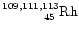 $\chem{^{109,111,113}_{\qquad\quad 45}Rh}$