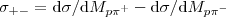 $\sigma_{ + -} = {\mathrm d} \sigma/{\mathrm d} M_{p\pi^ + }- {\mathrm d} \sigma/{\mathrm d} M_{p\pi^-}$