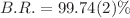 $ B.R.=99.74(2)\%$
