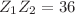 $ Z_{1}Z_{2} = 36$