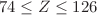 $$74 \le Z \le 126$$
