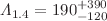 $$\varLambda _{1.4}=190_{-120}^{+390}$$