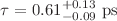 $$\tau =0.61_{-0.09}^{+0.13}~\mathrm {ps}$$