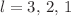 $$l=3,\,2,\,1$$