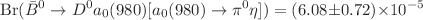 $$\text {Br}(\bar{B}^{0} \rightarrow D^{0} a_{0}(980) [a_{0}(980) \rightarrow \pi ^{0}\eta ])=(6.08 \pm 0.72)\times 10^{-5}$$