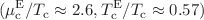 $$( \mu ^\textrm{E}_\textrm{c}/T_\textrm{c} \approx 2.6, T^\textrm{E}_\textrm{c}/T_\textrm{c} \approx 0.57)$$